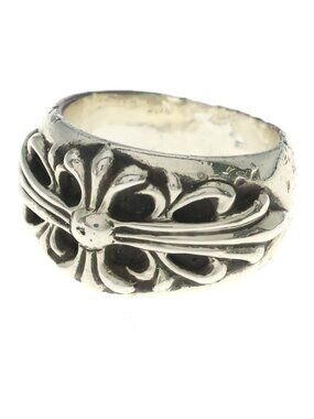 Chrome Hearts Flrl Floral Cross Ring Silver